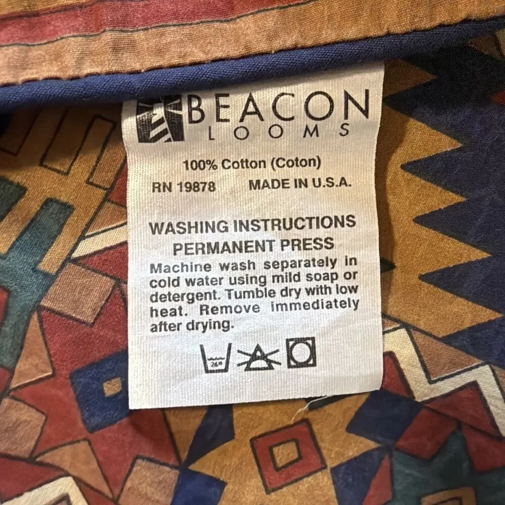 Vintage Beacon Looms Southwestern Aztec Print Full/Queen Size Duvet Shams USA